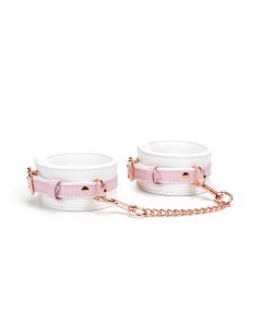 White & Pink Fairy Goat Leather Hand Cuffs